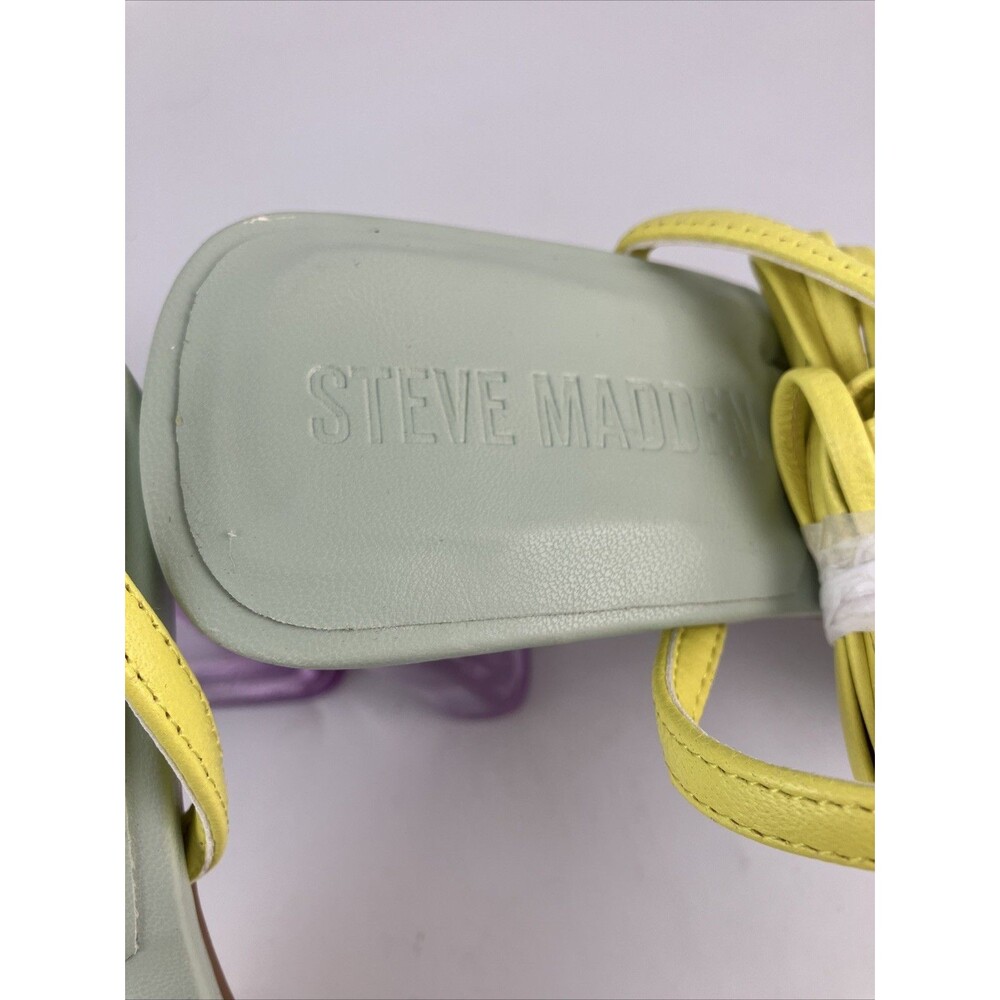 Steve Madden ELVY Women Yellow Lace-Up Orange Strap Purple Block Heel  6.5M - Picture 8 of 13